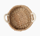  Handwoven Seagrass and Jute Round Storage Basket with Handles - BA_NCV048 