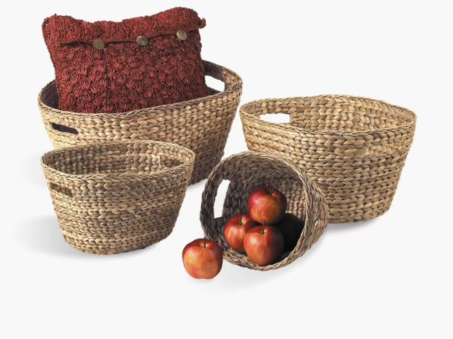  Handwoven Water Hyacinth Nesting Storage Baskets Set - BA_NCV053 