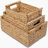  Set of 3 Handwoven Water Hyacinth Wicker Baskets - BA_NCV055 