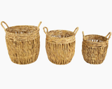  Natural Water Hyacinth Woven Storage Basket Set - BA_NCV058 