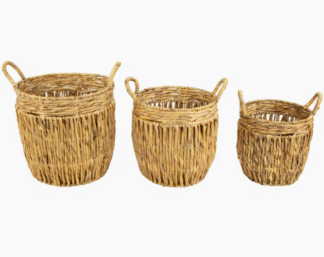  Natural Water Hyacinth Woven Storage Basket Set - BA_NCV058 