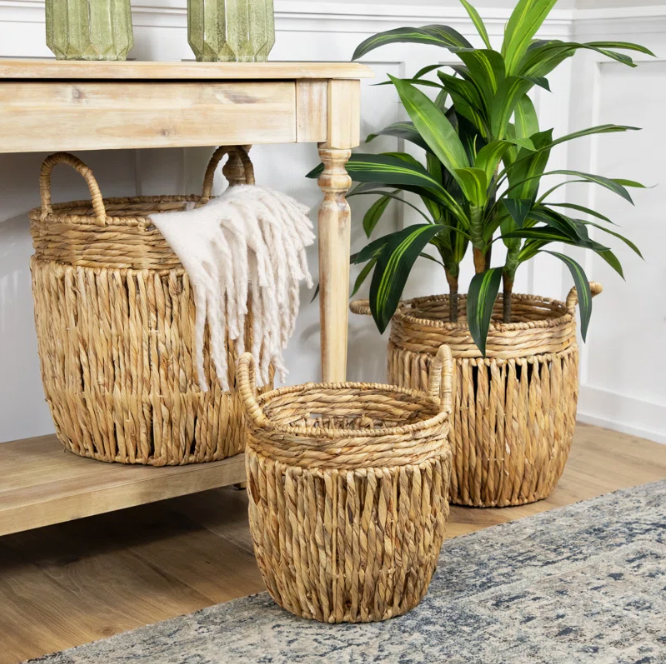  Natural Water Hyacinth Woven Storage Basket Set - BA_NCV058 