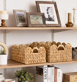  Natural Water Hyacinth Scalloped Storage Baskets - BA_NCV060 