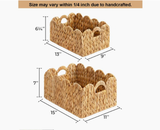  Natural Water Hyacinth Scalloped Storage Baskets - BA_NCV060 