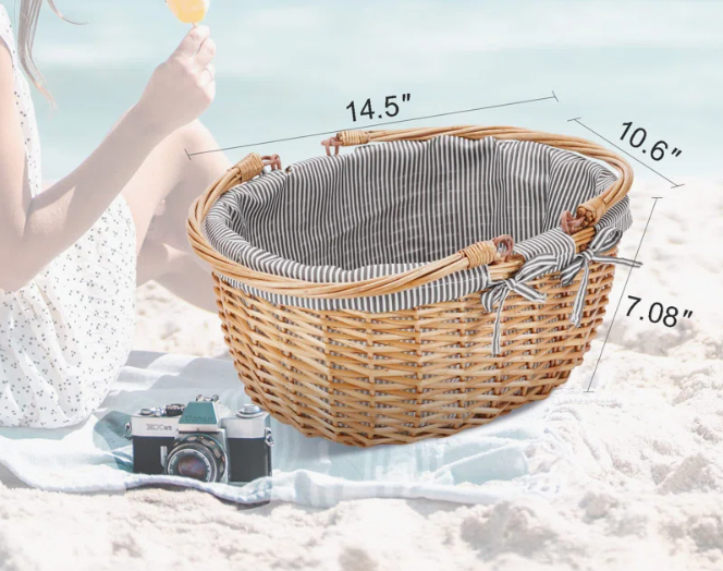  Natural Water Hyacinth Storage Basket with Handles - BA_NCV064 