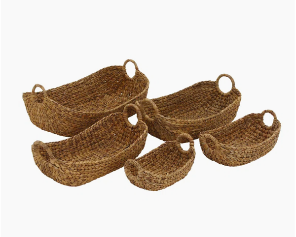  5-Piece Handwoven Water Hyacinth Oval Storage Basket Set - BA_NCV066 