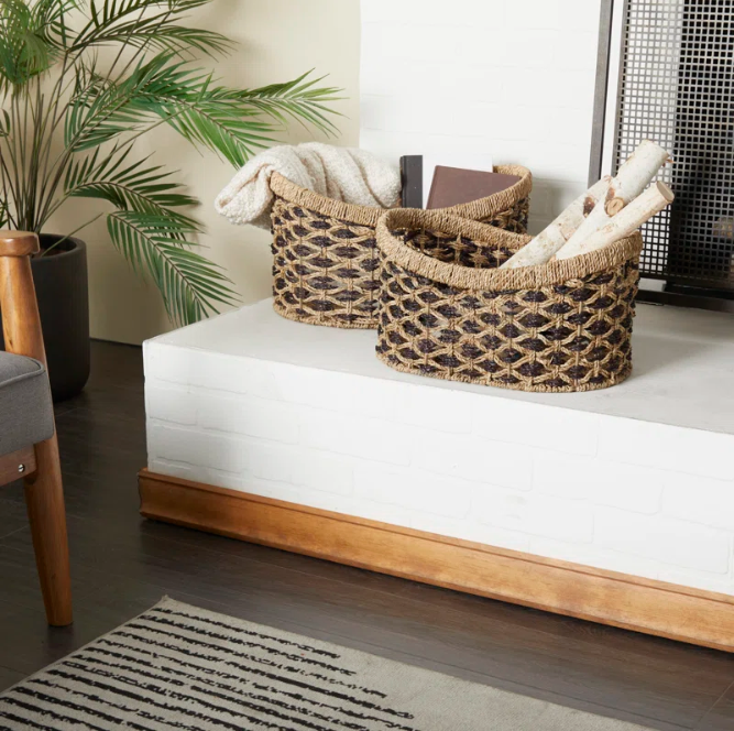  Set of 2 Woven Seagrass Storage Baskets - BA_NCV067 