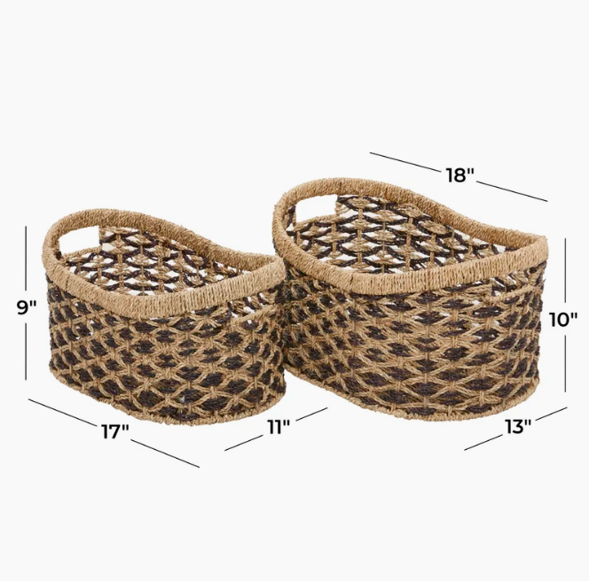  Set of 2 Woven Seagrass Storage Baskets - BA_NCV067 