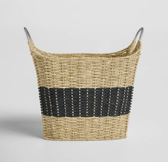  Large Seagrass Storage Basket with Steel Handles - BA_NCV068 