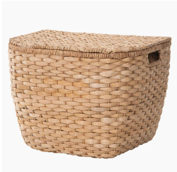  Natural Woven Seagrass Oval Storage Basket with Lid - BA_NCV069 