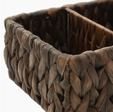  Black Handwoven Water Hyacinth 4-Section Storage Basket - BA_NCV070 