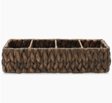  Black Handwoven Water Hyacinth 4-Section Storage Basket - BA_NCV070 