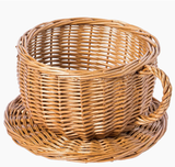  Willow Wicker Coffee Mug Basket with Saucer - BA_NCV071 