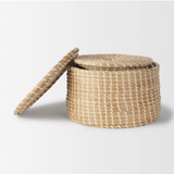  Set of 3 Round Natural Lidded Storage Baskets - BA_NCV071 