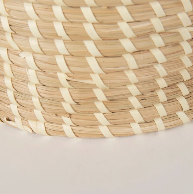  Set of 3 Round Natural Lidded Storage Baskets - BA_NCV071 