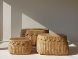  Handwoven Scallop Wicker Storage Baskets with Lids - BA_NCV074 
