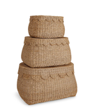  Handwoven Scallop Wicker Storage Baskets with Lids - BA_NCV074 