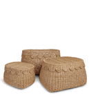  Handwoven Scallop Wicker Storage Baskets with Lids - BA_NCV074 