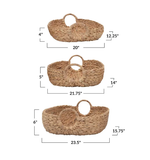  Handwoven Water Hyacinth Storage Basket Set with Handles - BA_NCV076 