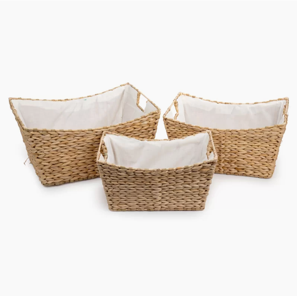  Set of 3 Woven Water Hyacinth Storage Baskets - BA_NCV077 