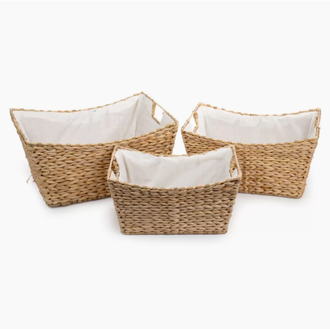  Set of 3 Woven Water Hyacinth Storage Baskets - BA_NCV077 