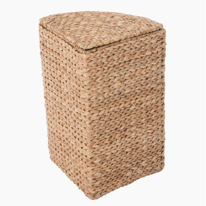  Natural Hand Woven Water Hyacinth Corner Laundry Basket - BA_NCV078 