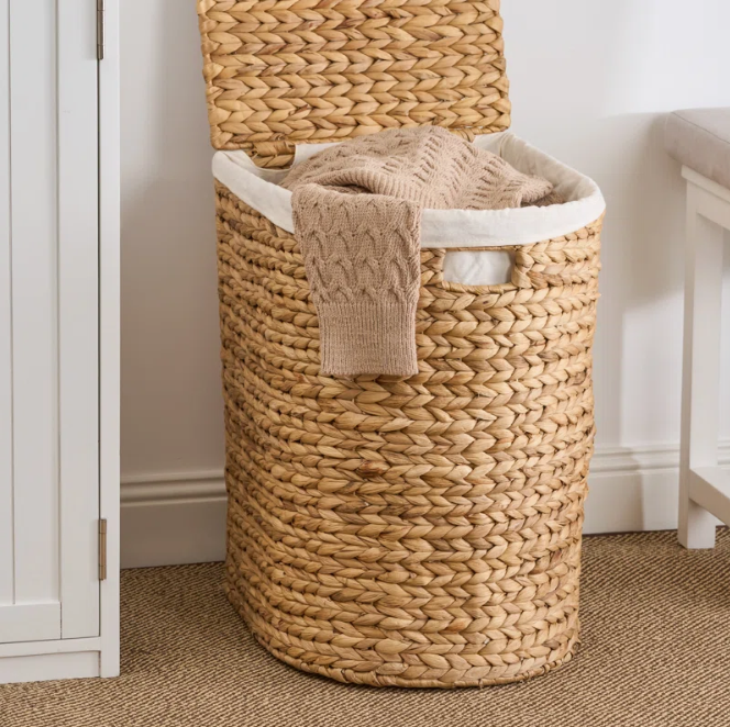  Natural Water Hyacinth Woven Storage Basket with Lid - BA_NCV079 