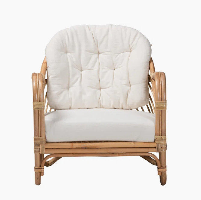  Natural Rattan Armchair with Plush Cushions - CH_NCV022 
