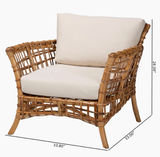  Handcrafted Rattan Openwork Armchair with Cushion - CH_NCV023 