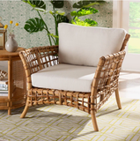  Handcrafted Rattan Openwork Armchair with Cushion - CH_NCV023 