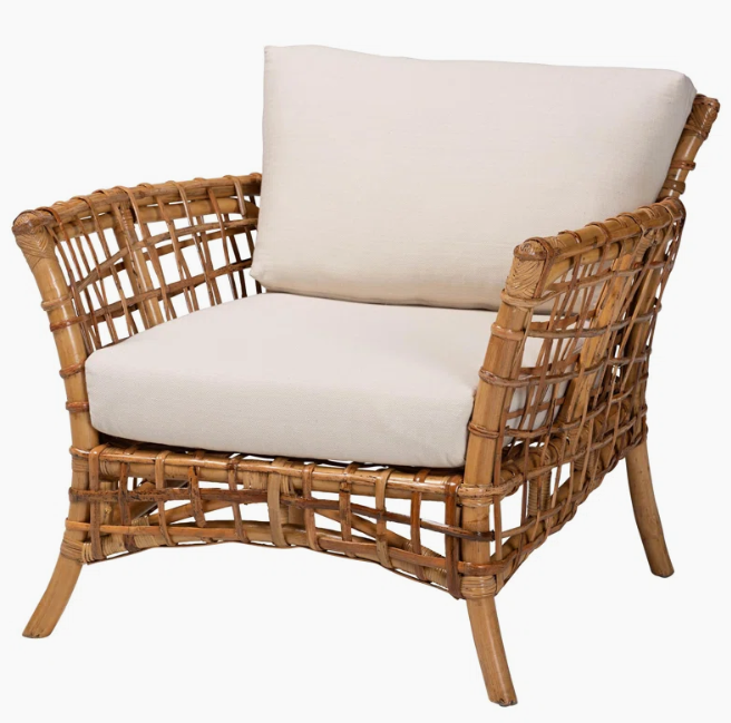  Handcrafted Rattan Openwork Armchair with Cushion - CH_NCV023 