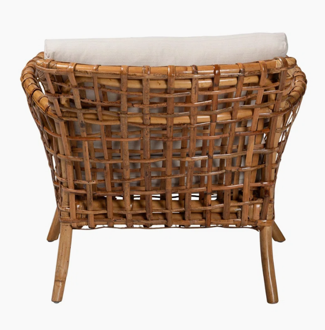  Handcrafted Rattan Openwork Armchair with Cushion - CH_NCV023 