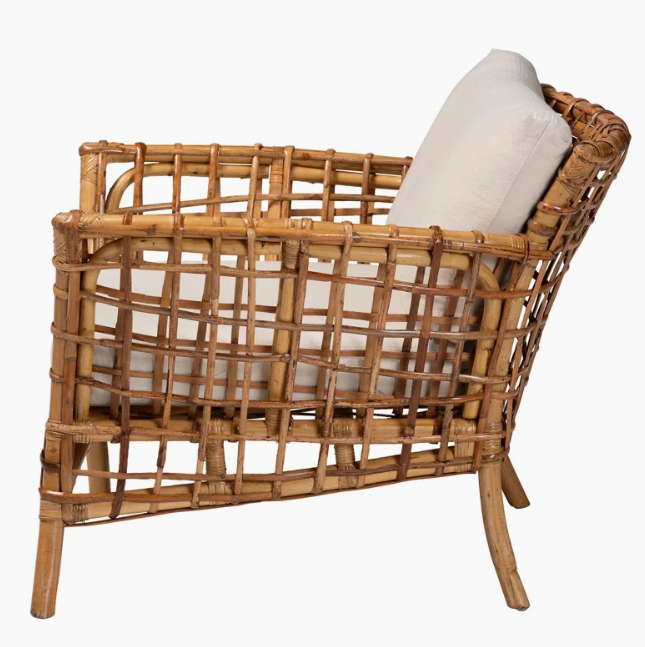  Handcrafted Rattan Openwork Armchair with Cushion - CH_NCV023 