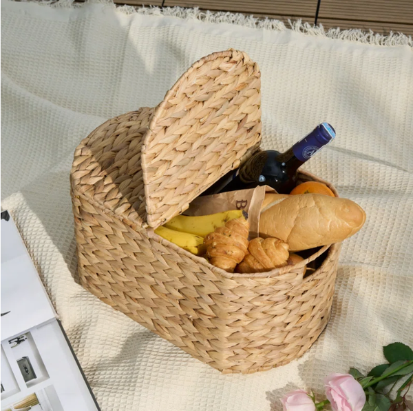  Water Hyacinth Woven Oval Kitchen and Picnic Basket - BA_NCV082 