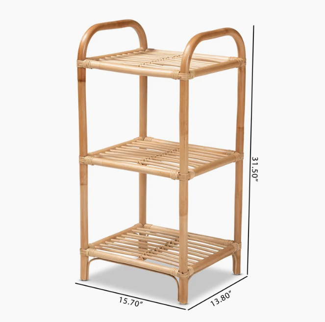  Natural Rattan 3-Shelf Display Stand with Handles - SS_NCV019 