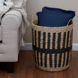  Natural & Black Woven Storage Basket with Handles - BA_NCV083 