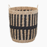  Natural & Black Woven Storage Basket with Handles - BA_NCV083 