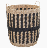  Natural & Black Woven Storage Basket with Handles - BA_NCV083 