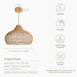  Natural Handcrafted Rattan Kloe Pendant Light - CL_NCV031 