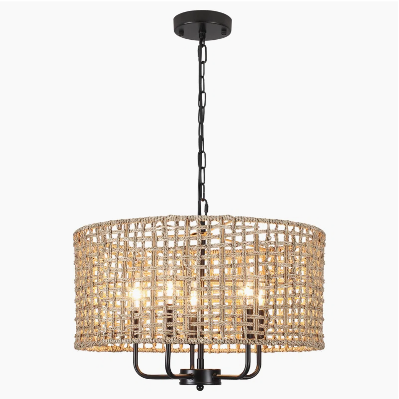  Coastal Rattan Drum Chandelier Light - CL_NCV032 
