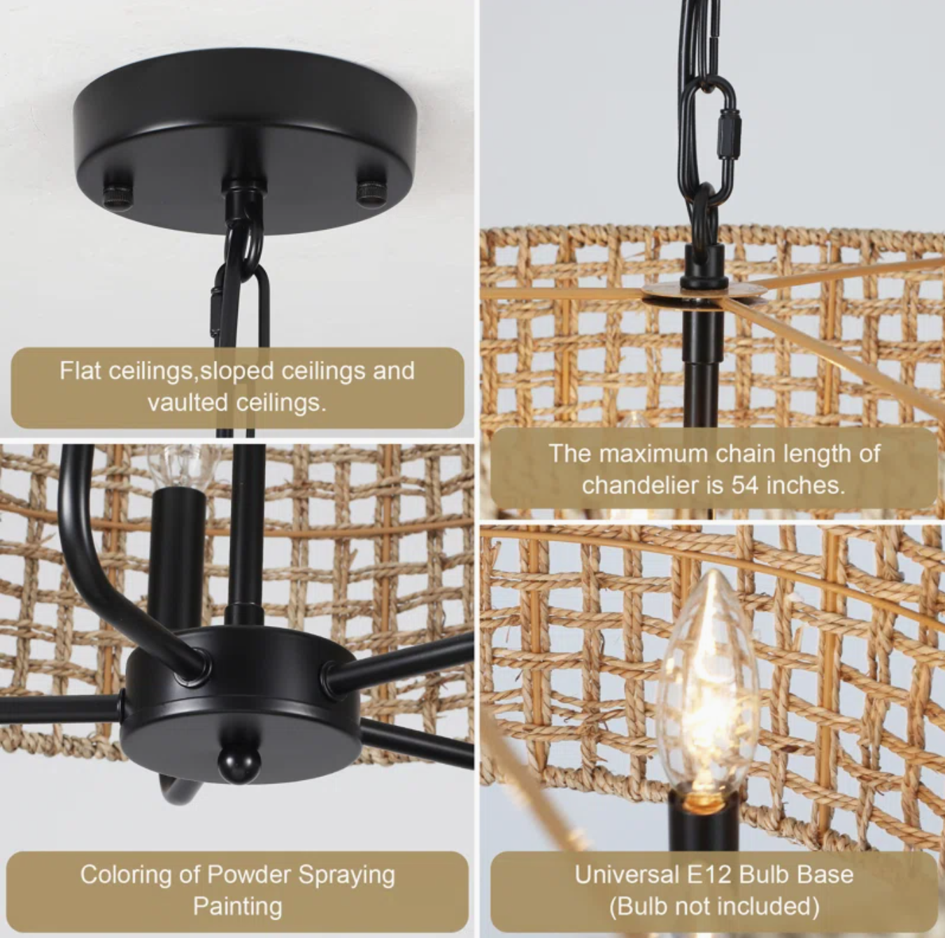  Coastal Rattan Drum Chandelier Light - CL_NCV032 