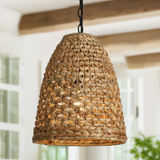  Hand-Woven Water Hyacinth Bell Pendant Light - CL_NCV033 