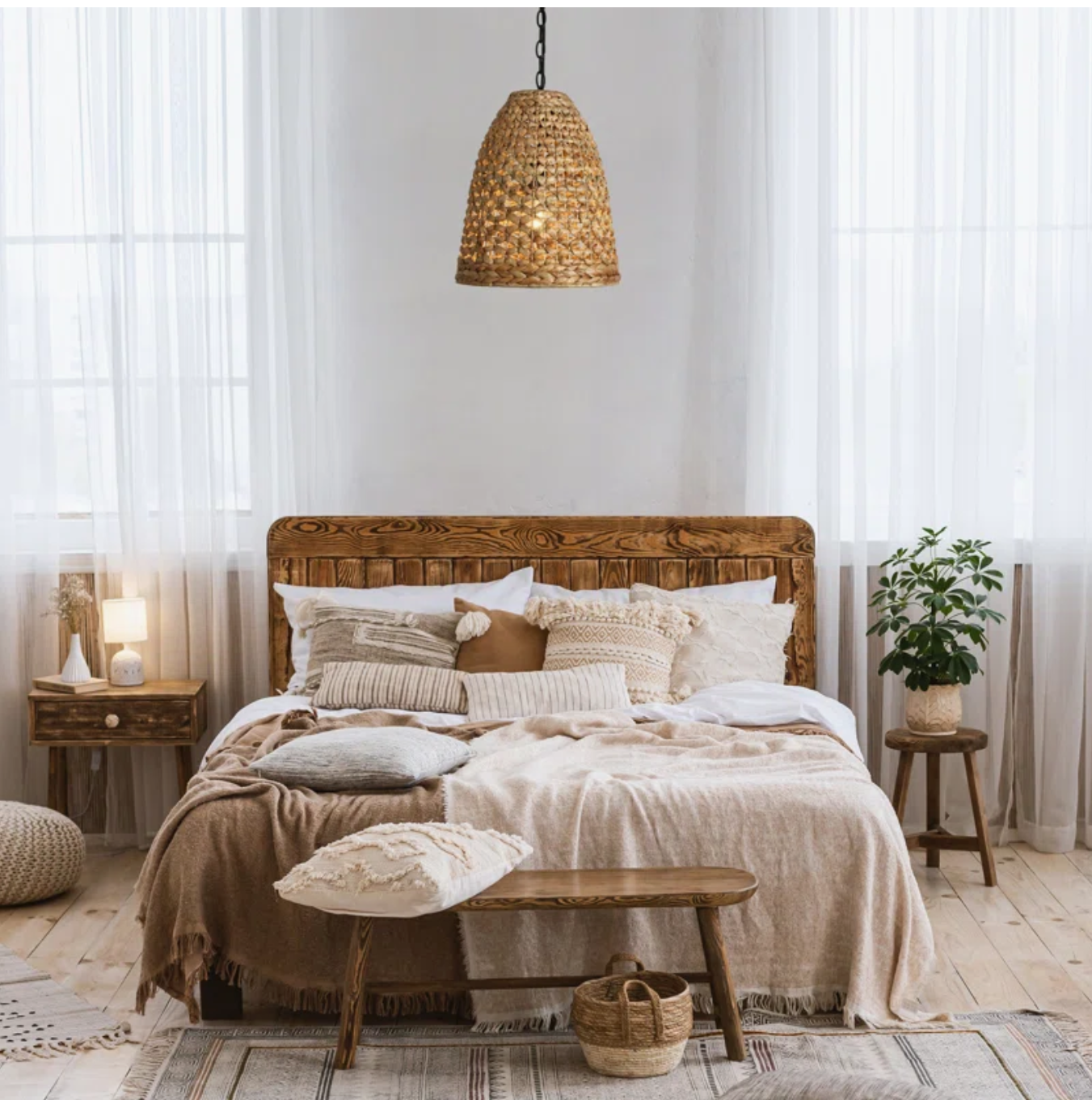  Hand-Woven Water Hyacinth Bell Pendant Light - CL_NCV033 