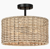  Natural Woven Rattan and Seagrass Semi-Flush Mount Ceiling Light - CL_NCV034 