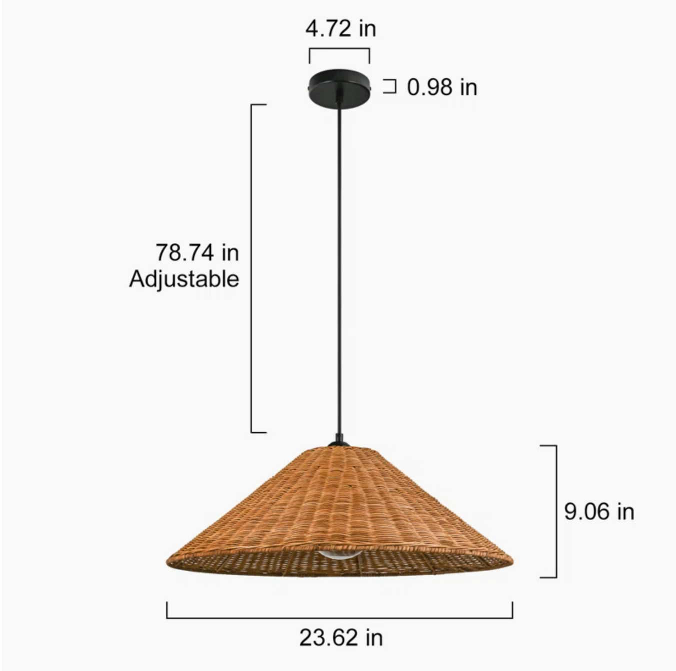  Natural Rattan Oversized Cone Pendant Light - CL_NCV035 