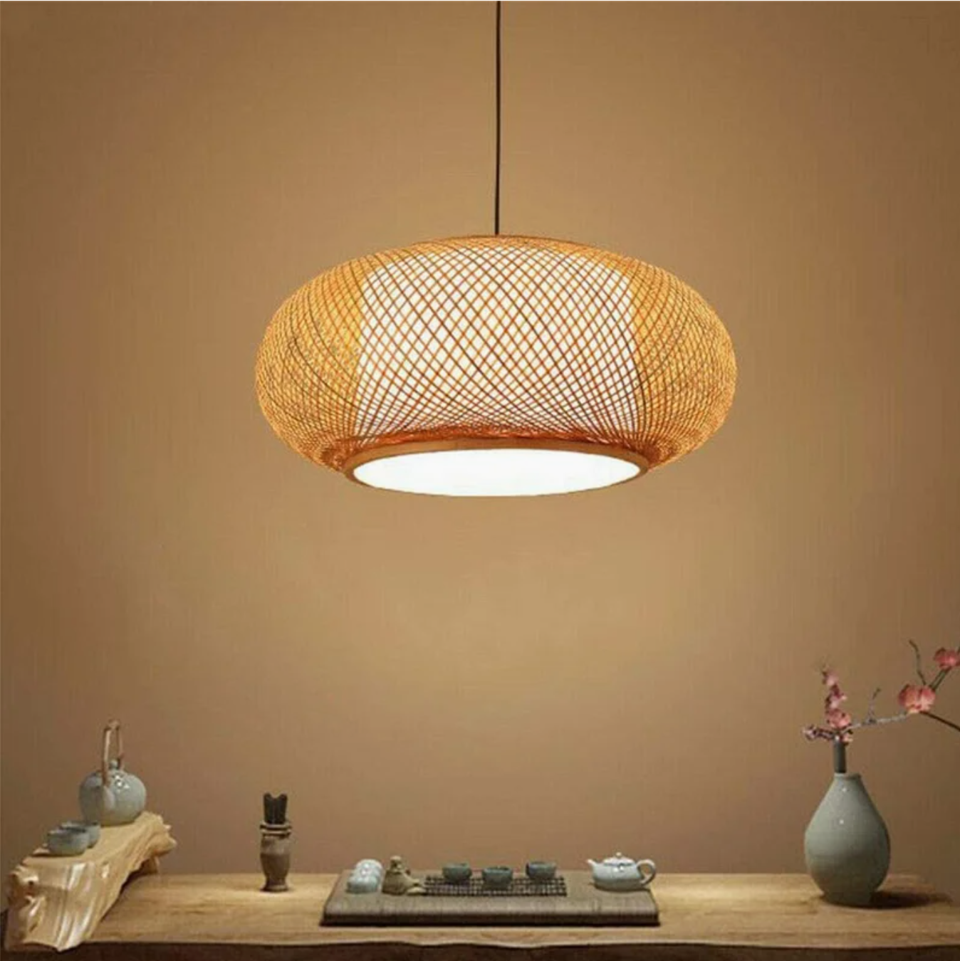  Natural Hand-Woven Bamboo Art Pendant Light Fixture - CL_NCV036 