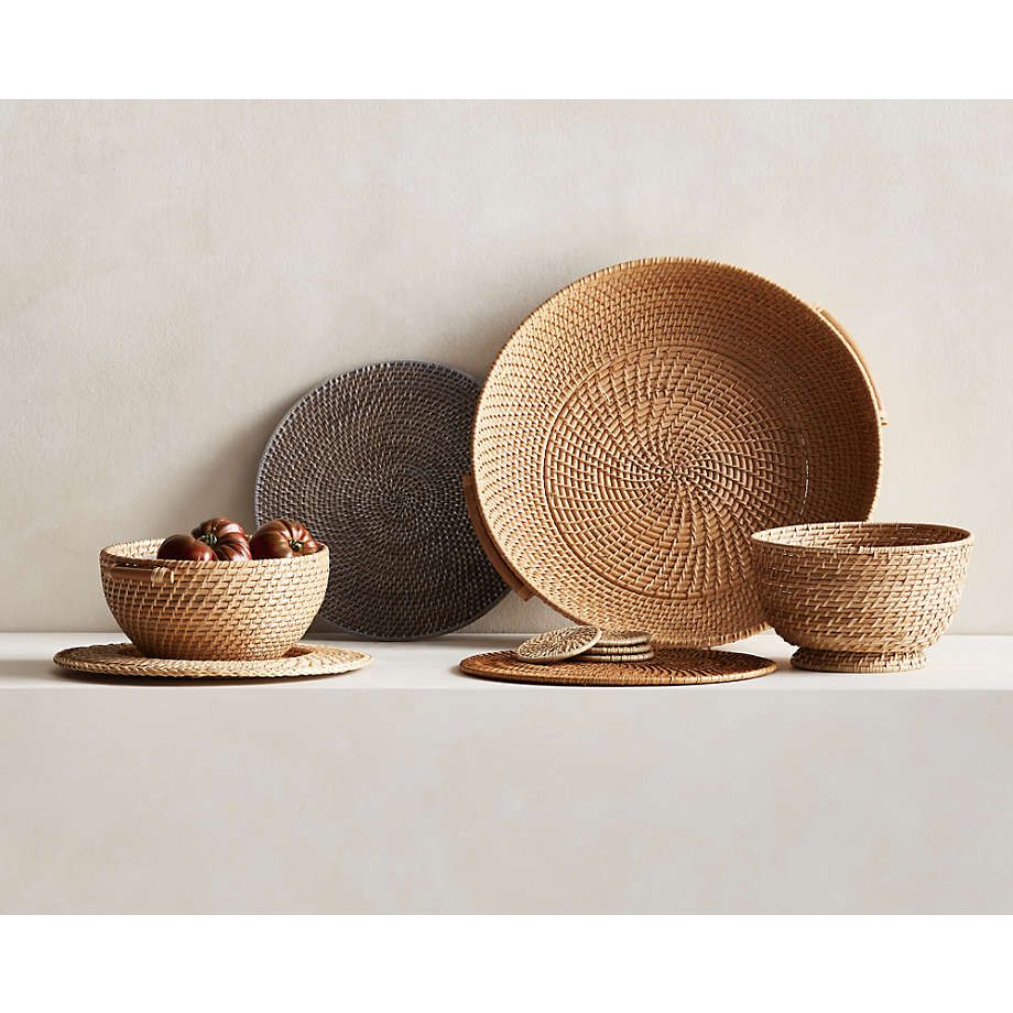  Handcrafted Natural Rattan Bowl with Side Handles - BO_NCV002 