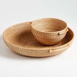  Handcrafted Natural Rattan Bowl with Side Handles - BO_NCV002 