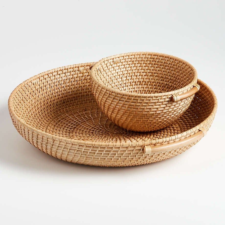  Handcrafted Natural Rattan Bowl with Side Handles - BO_NCV002 