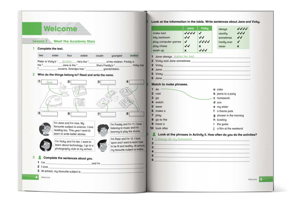 Nội dung trong cuốn Academy Stars 4 Workbook